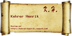 Kehrer Henrik névjegykártya